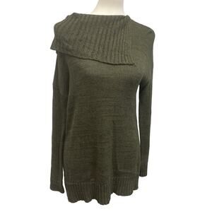 Matty M Womens Small Cotton Blend Asymmetrical Neck Long Sleeve Knit Sweater